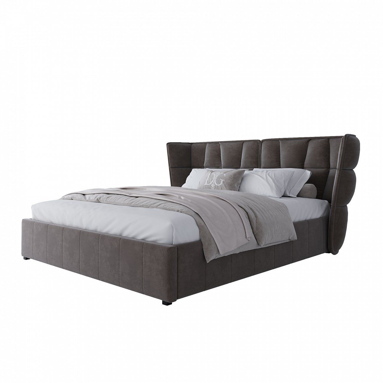 Double bed 180x200 cm grey Husk (king size)