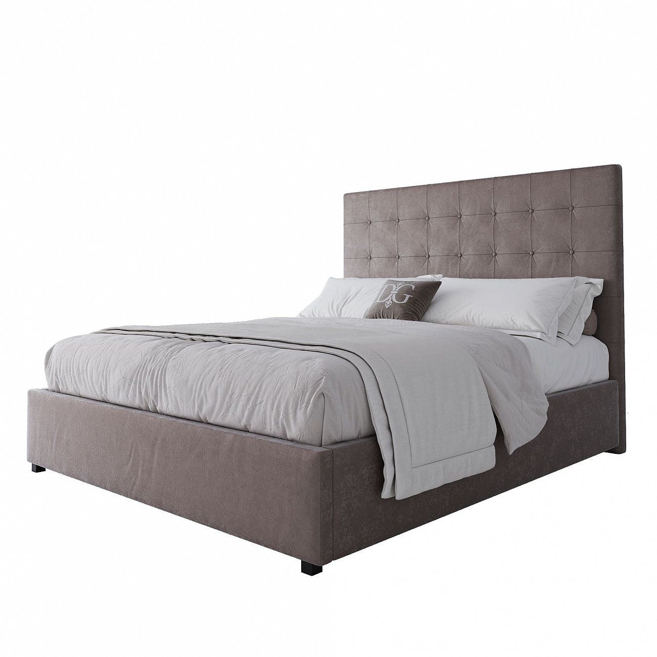 Double bed with upholstered headboard 160x200 cm brown Royal Black
