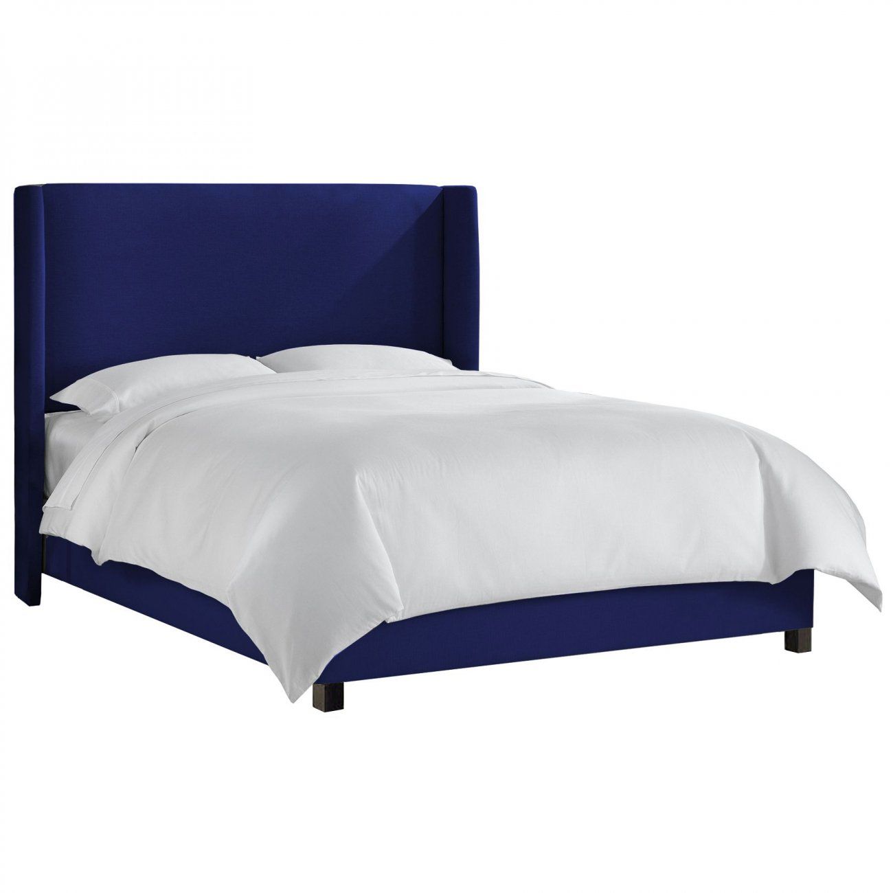 Кровать двуспальная 180х200 синяя Kelly Wingback Blue Velvet