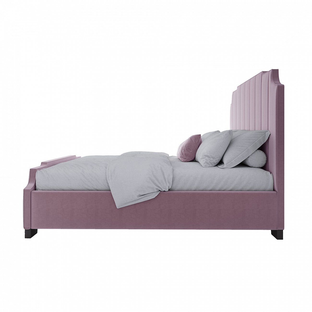 Кровать двуспальная с мягким изголовьем 180х200 см светло-розовая Bony