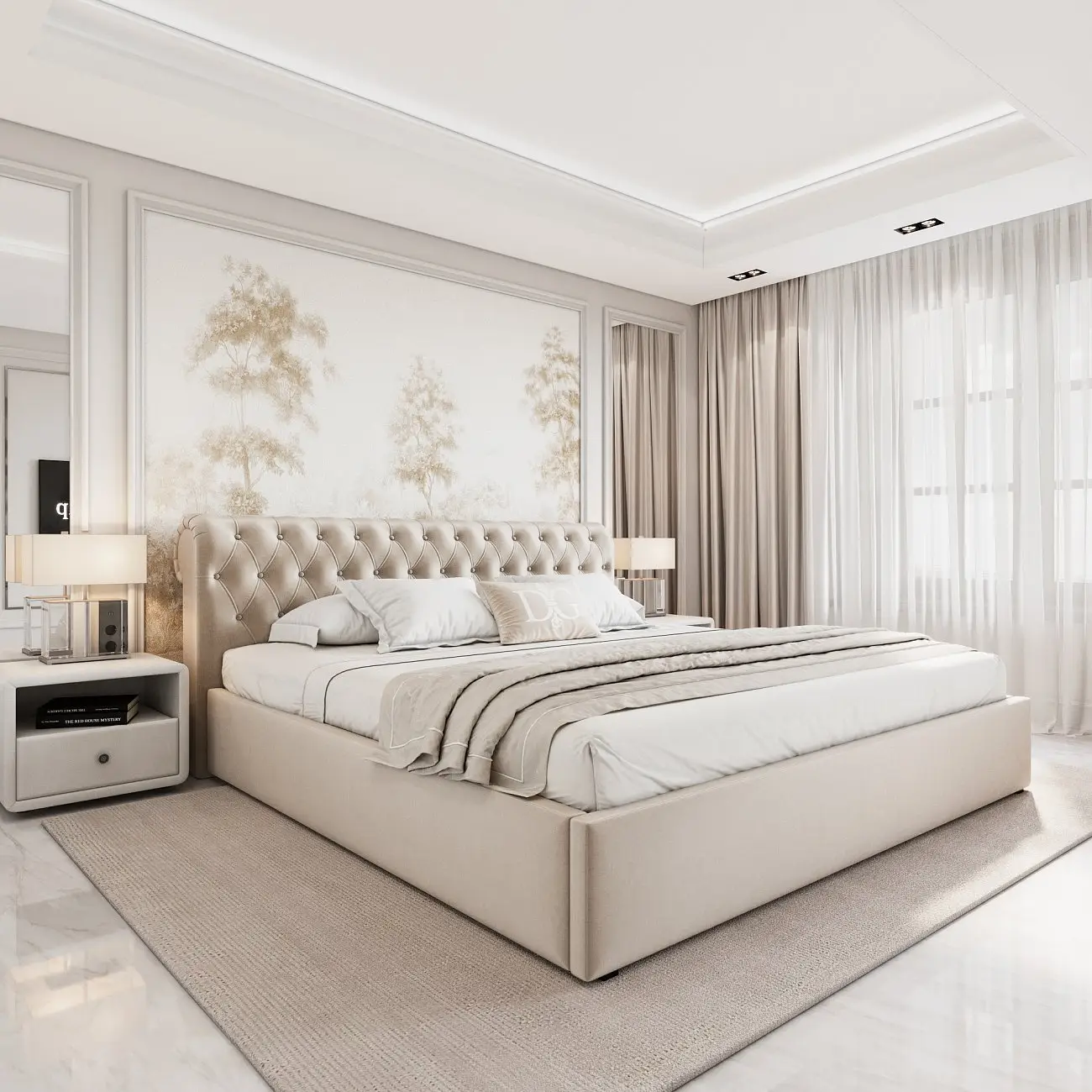 Double bed 160x200 light beige velour Sweet Dreams