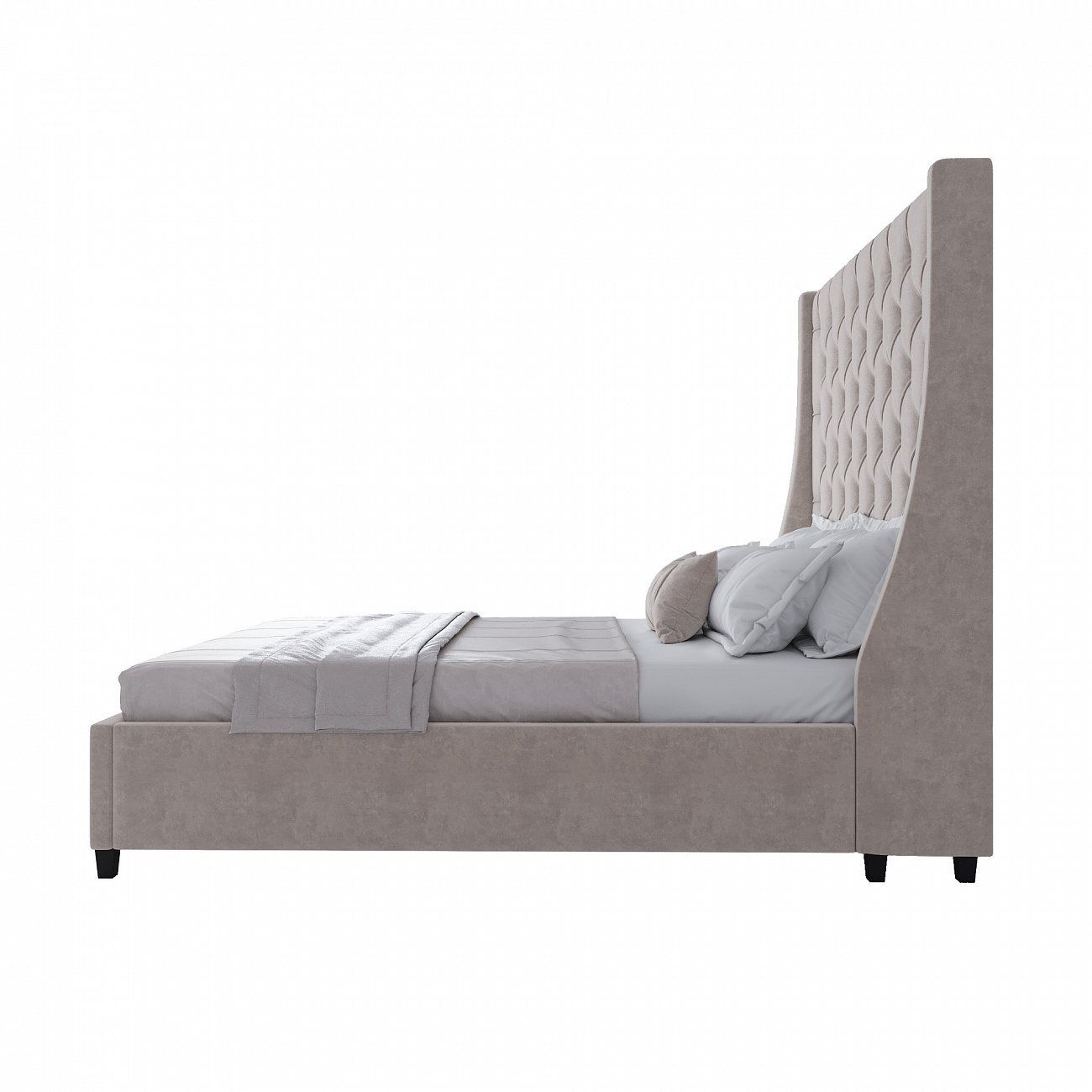 Ada double bed with upholstered headboard 160x200 cm grey
