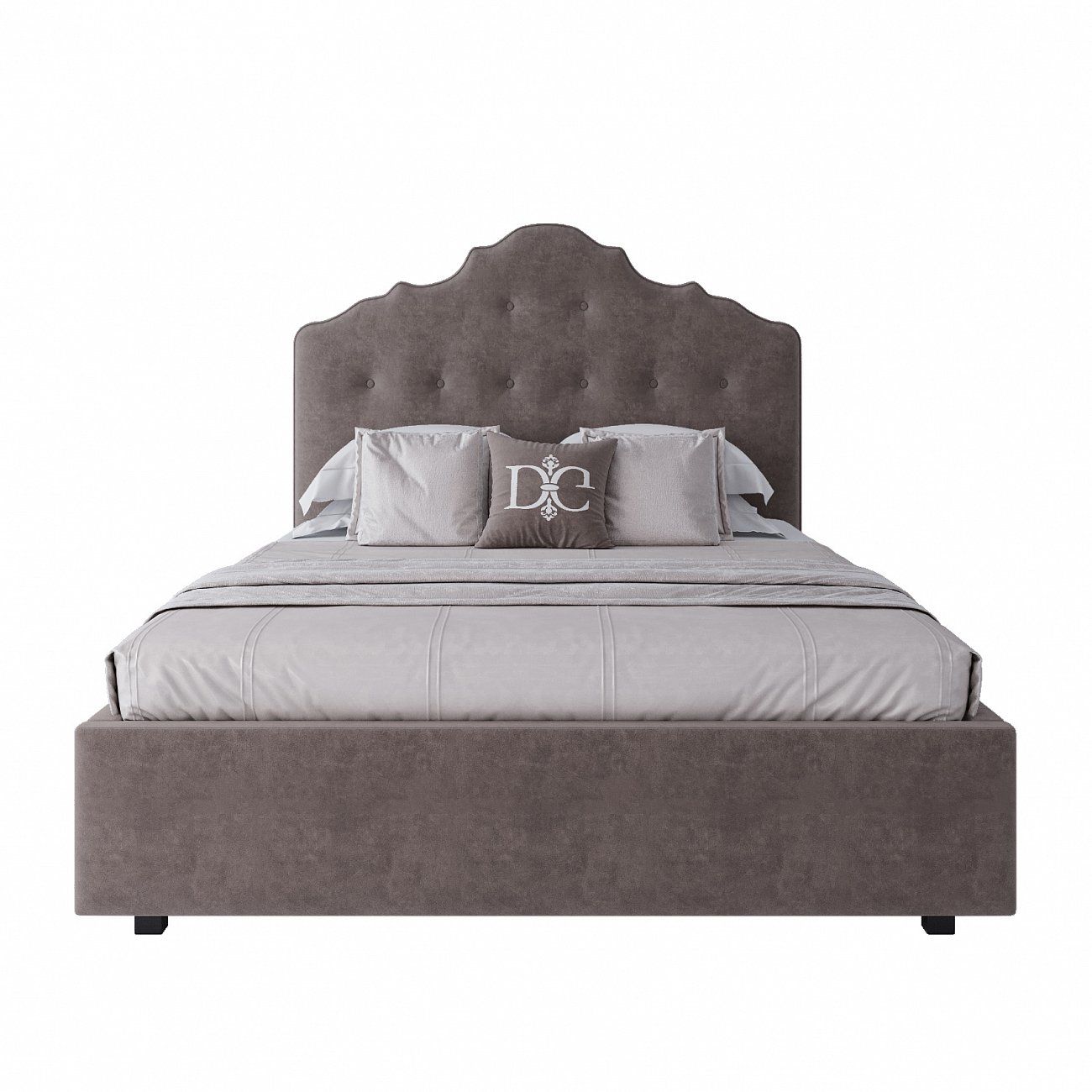 Semi-double teenage bed with a soft headboard 140x200 cm gray-brown Palace