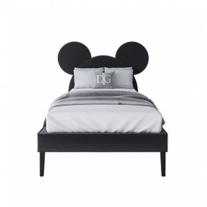 Single children's bed 90x200 cm black Manhattan 23 Mickey Mouse