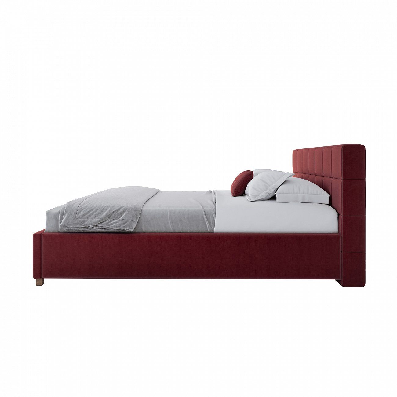 Кровать двуспальная с мягким изголовьем 160х200 см красная Wales
