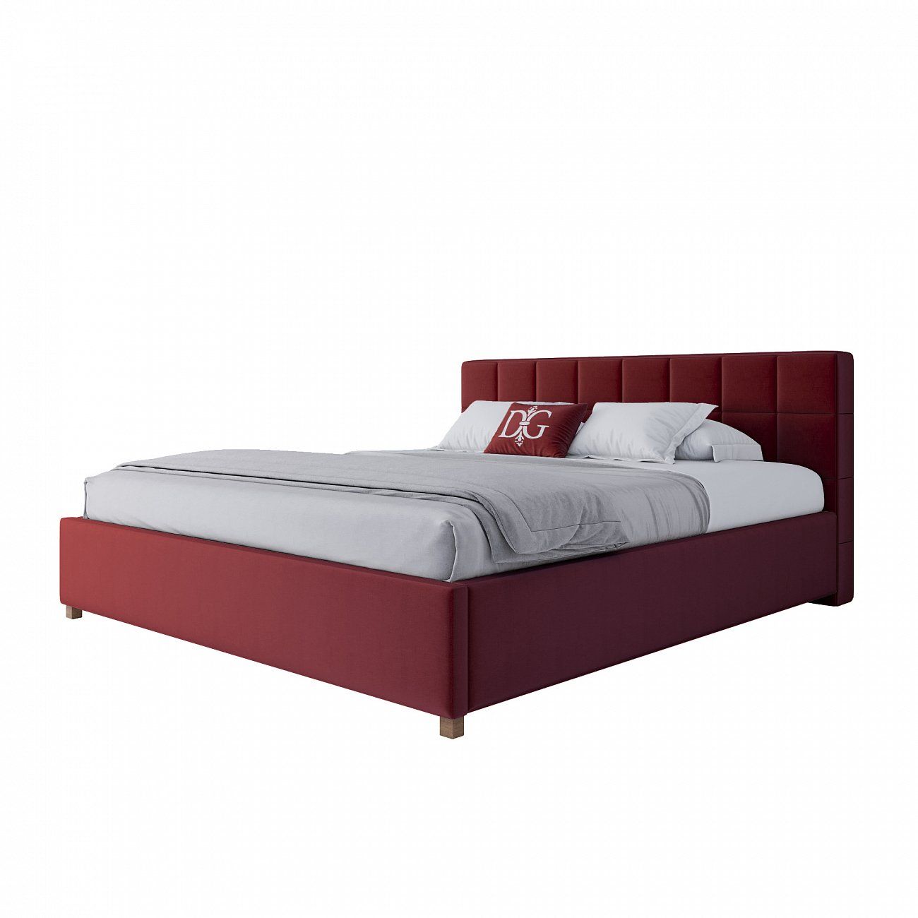 Double bed with upholstered headboard 180x200 cm red Wales