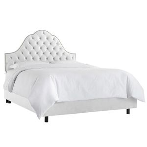Double bed 180x200 white with carriage screed Alina Tufted White