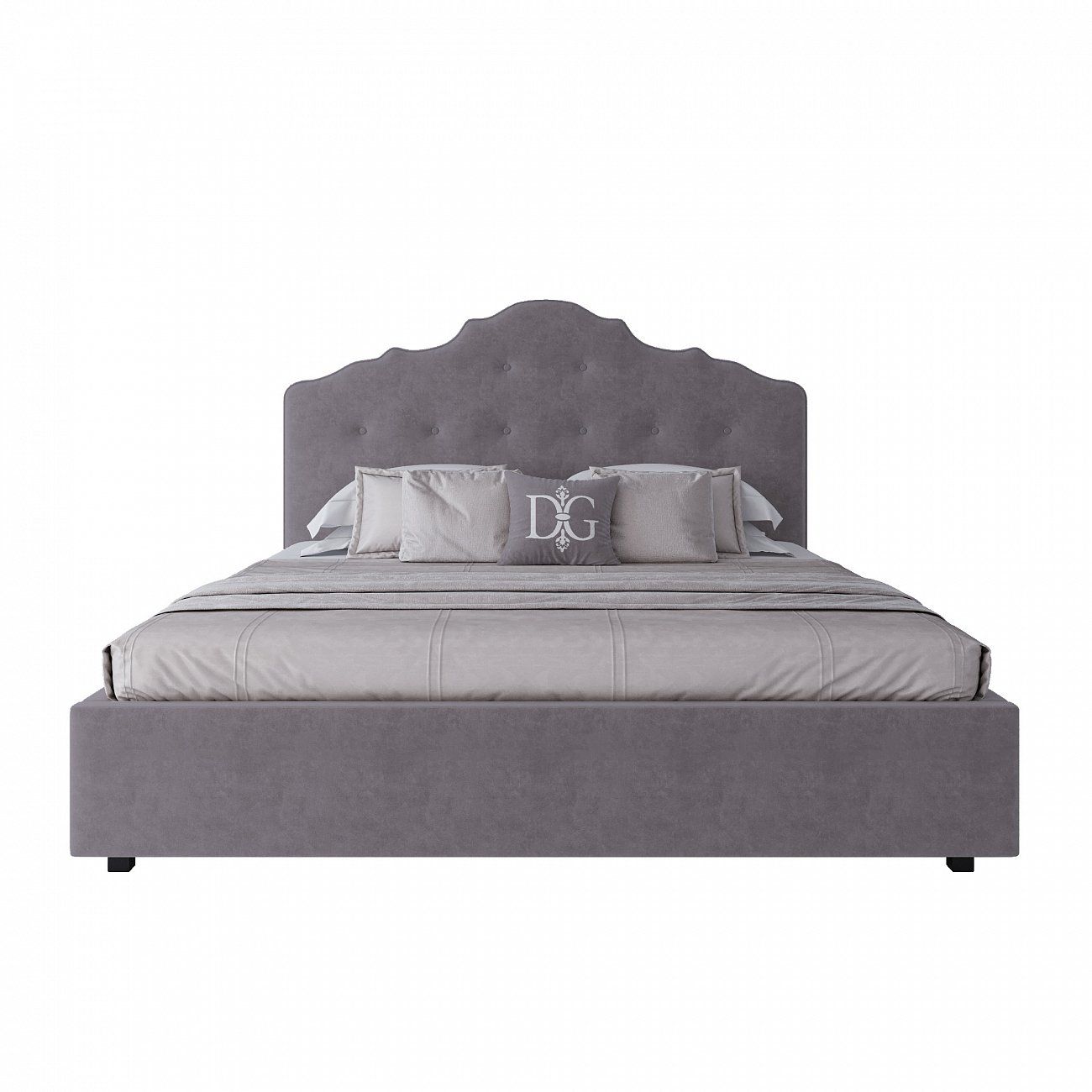 Double bed with upholstered headboard 180x200 cm grey Palace P