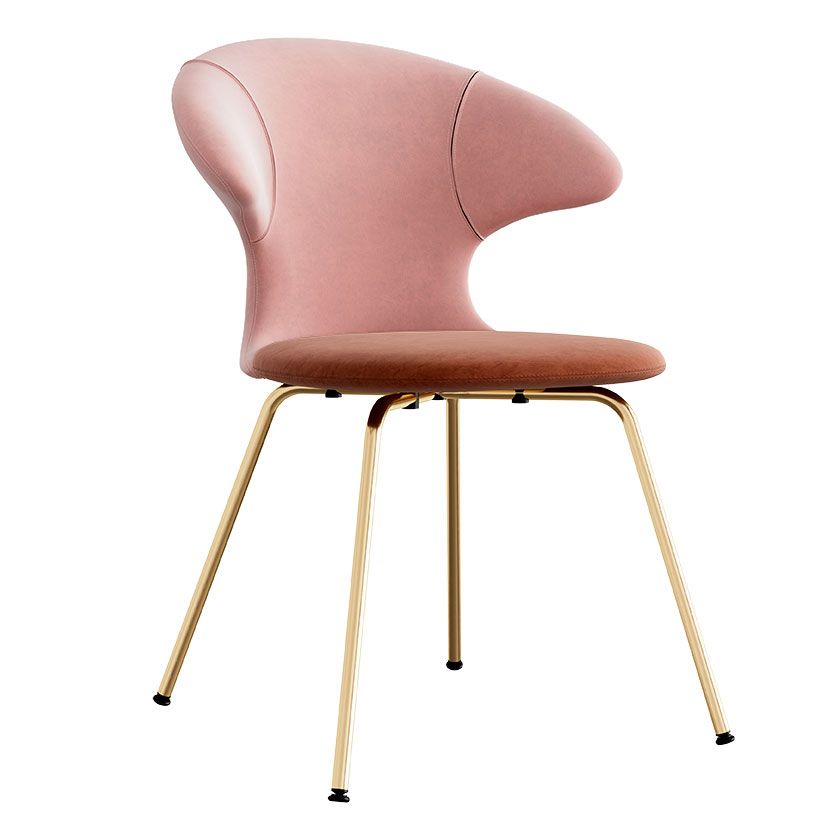 Time Flies chair, legs brass, upholstery velour/ polyester brown/pink