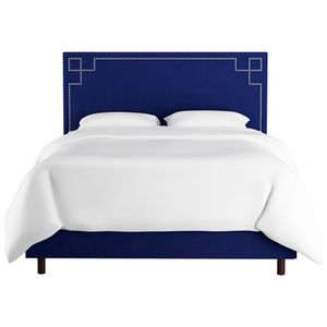 Кровать двуспальная с мягкой спинкой 180х200 синяя Aiden Blue