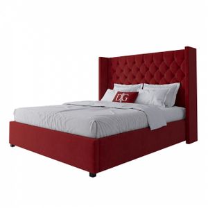 Кровать двуспальная с мягким изголовьем 160х200 см красная Wing-2