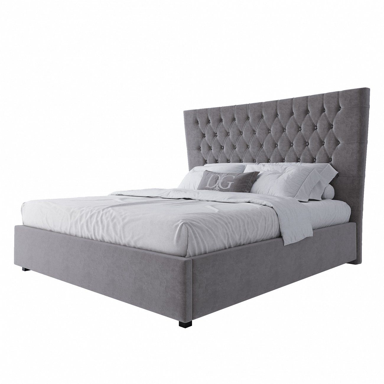 Double bed 180x200 brown-gray velour QuickSand