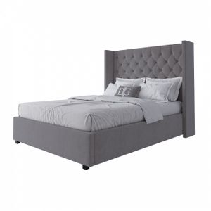 Semi-double teenage bed with a soft headboard 140x200 cm gray-beige Wing-2