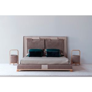 Double bed 180x200 grey Tecni Nova Wood