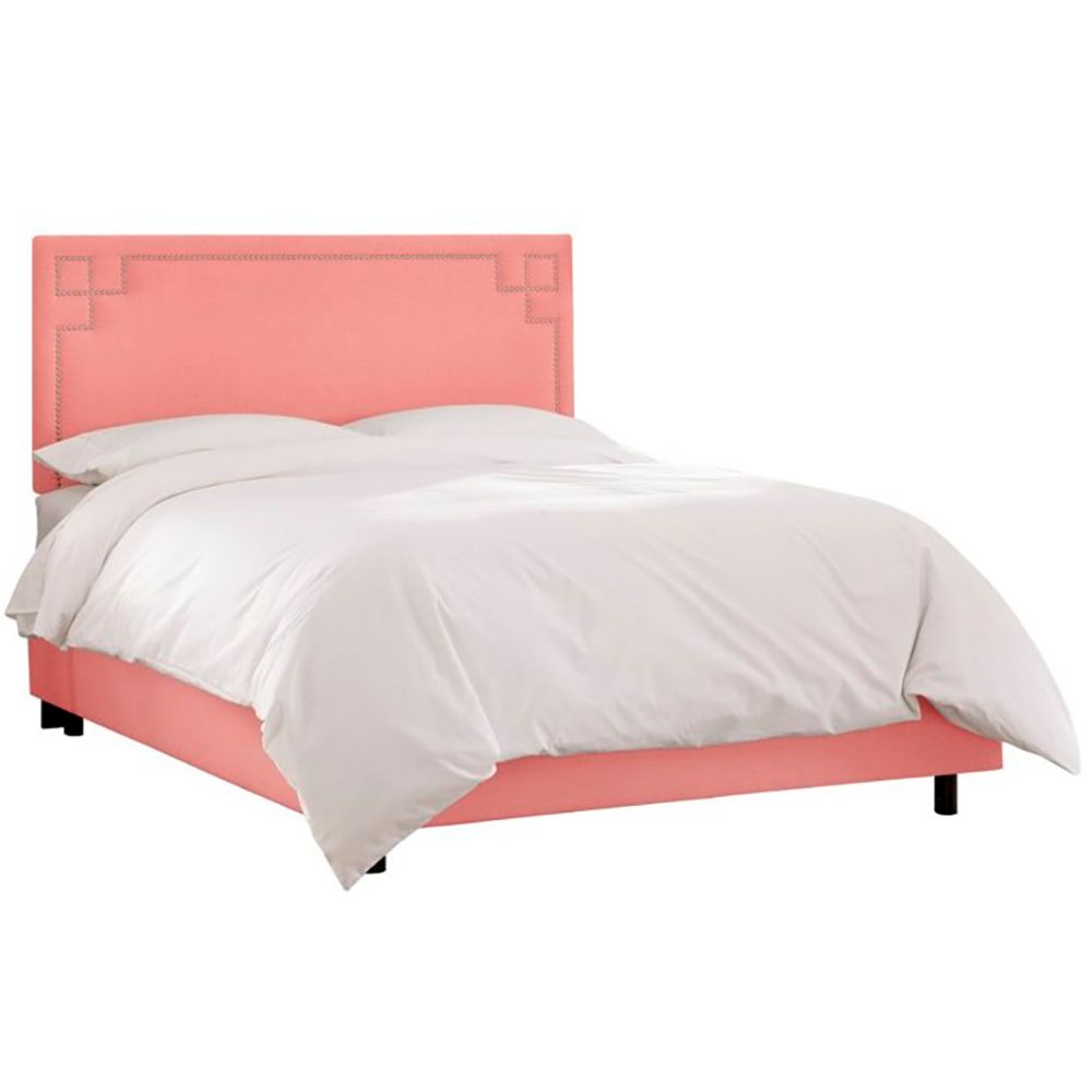 Double bed with upholstered backrest 180x200 pink Aiden Pink