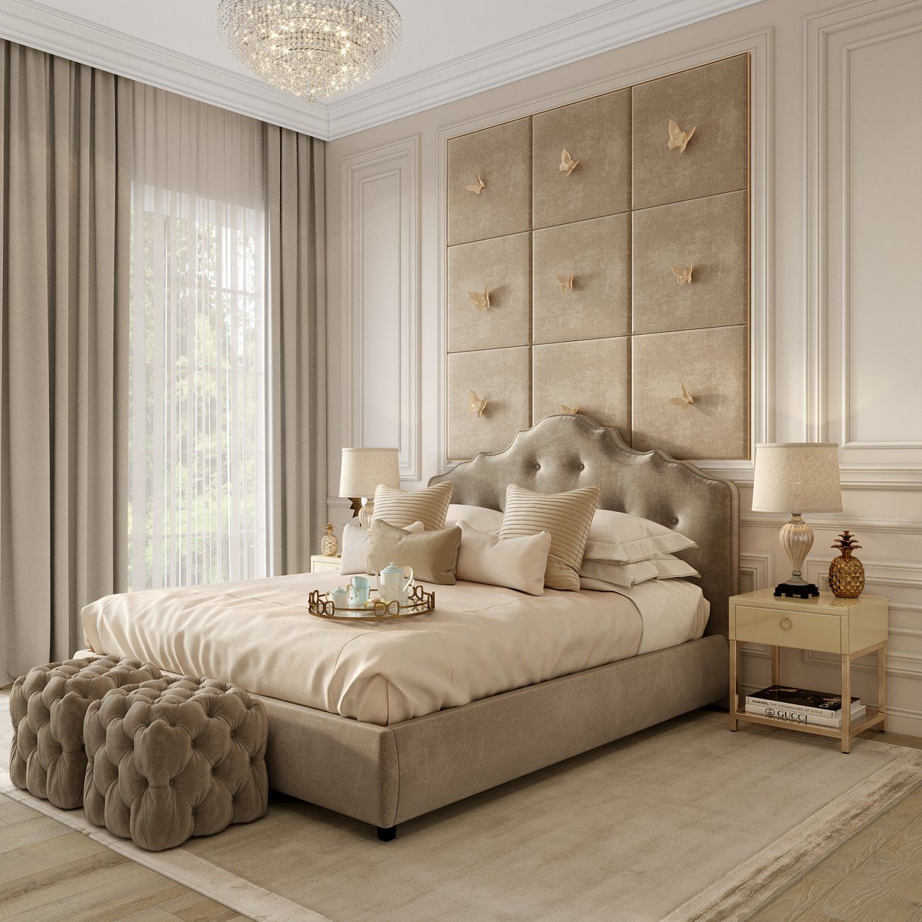 Double bed 180x200 beige Palace