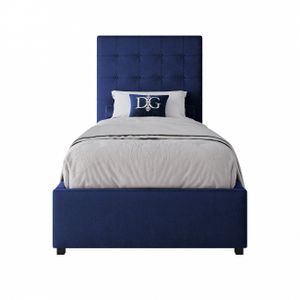 Кровать односпальная 90х200 синяя из велюра Royal Black Р