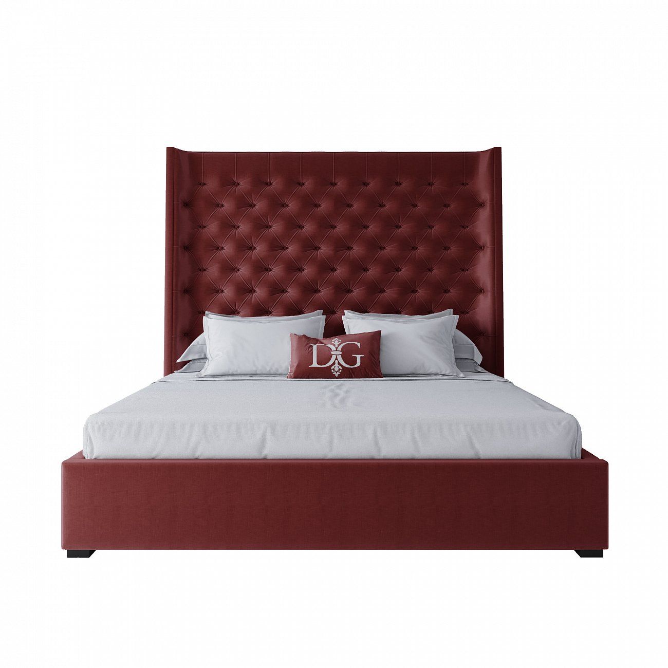 Double bed with upholstered headboard 180x200 cm red Jackie King