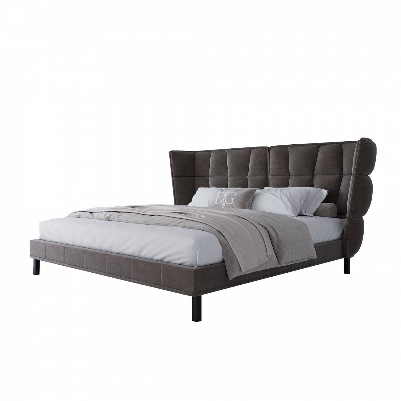 Double bed 200x200 grey Husk (box spring)