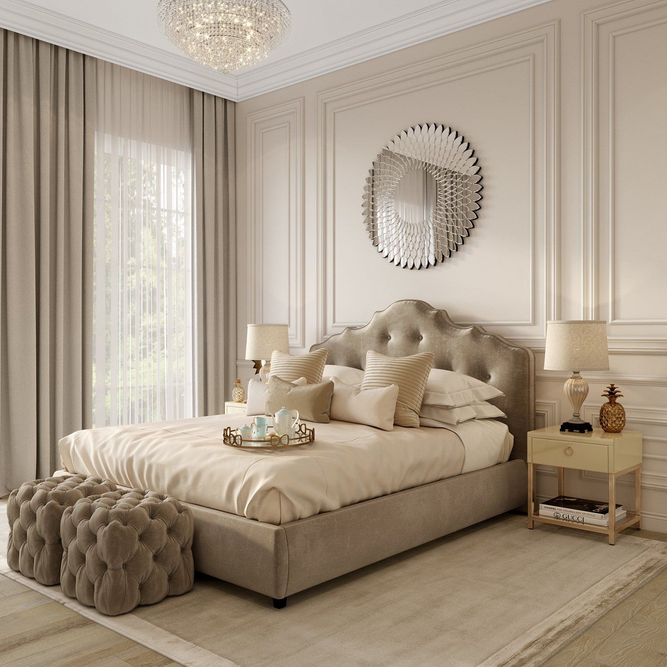 Double bed 160x200 cm beige Palace