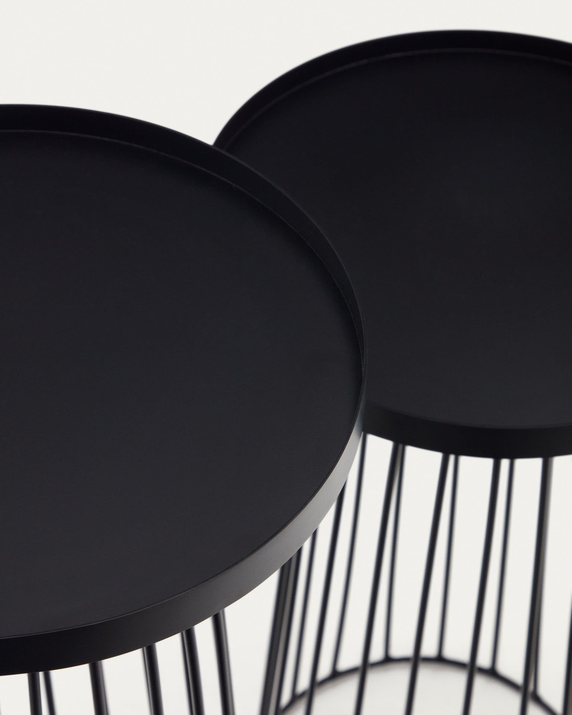 Набор Dilva из 2 черных металлических приставных столиков Dilva