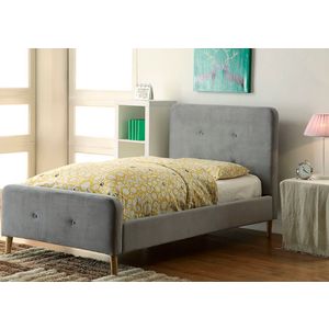 Teenage Bed Button Tufted Flannelette Gray 120x200 cm