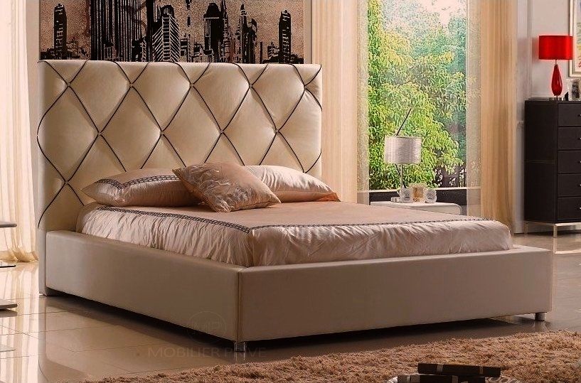 Double bed 160x200 cm beige Kalibry