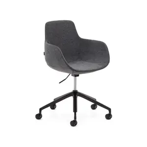 Рабочее кресло Tissiana темно-серого цвета, алюминиевые ножки с черной матовой отделкой Tissiana