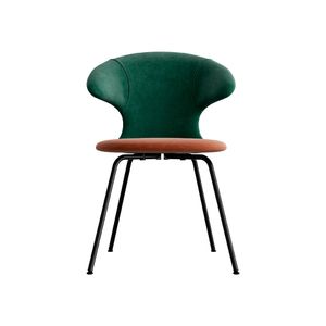 Time Flies chair, black legs, velour/ polyester upholstery brown/green