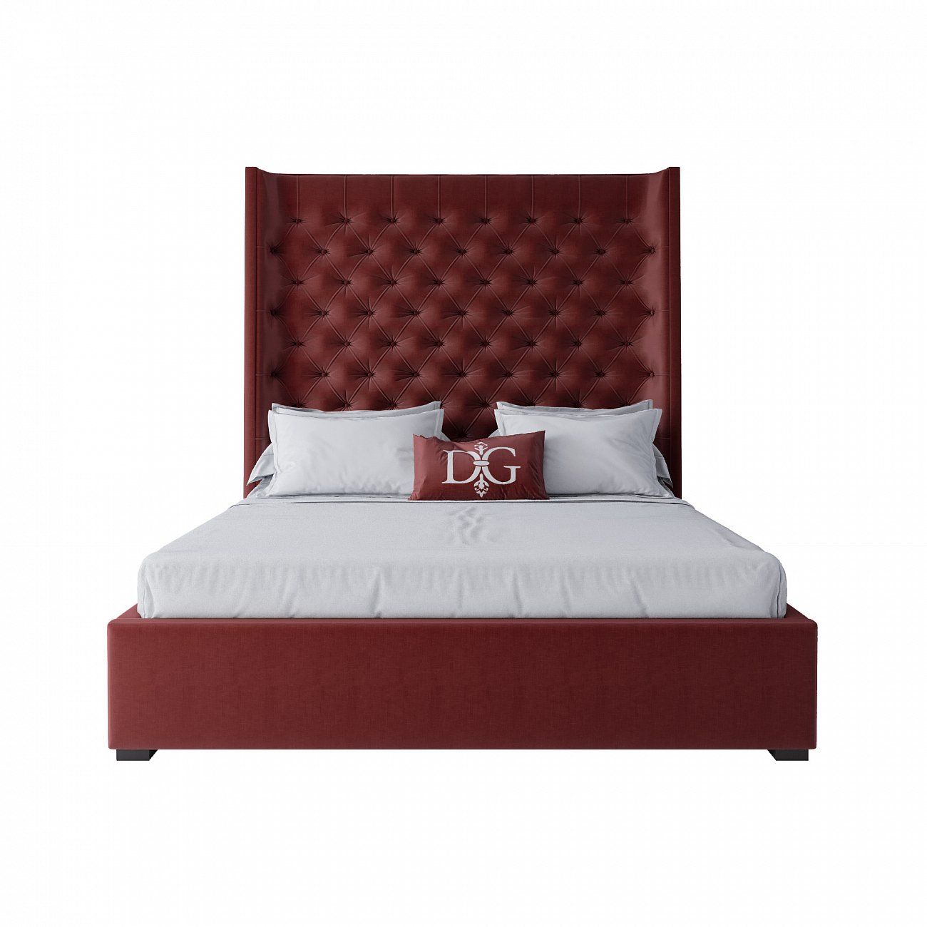 Кровать двуспальная 160х200 красная из велюра Jackie King