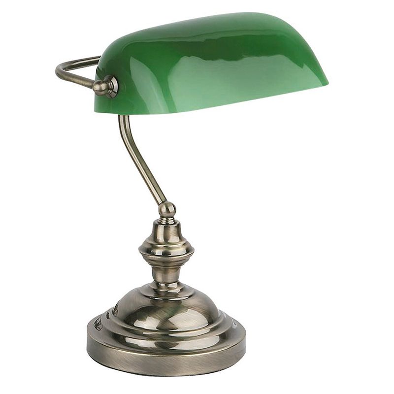Лампа настольная Banker old gold+green 68334