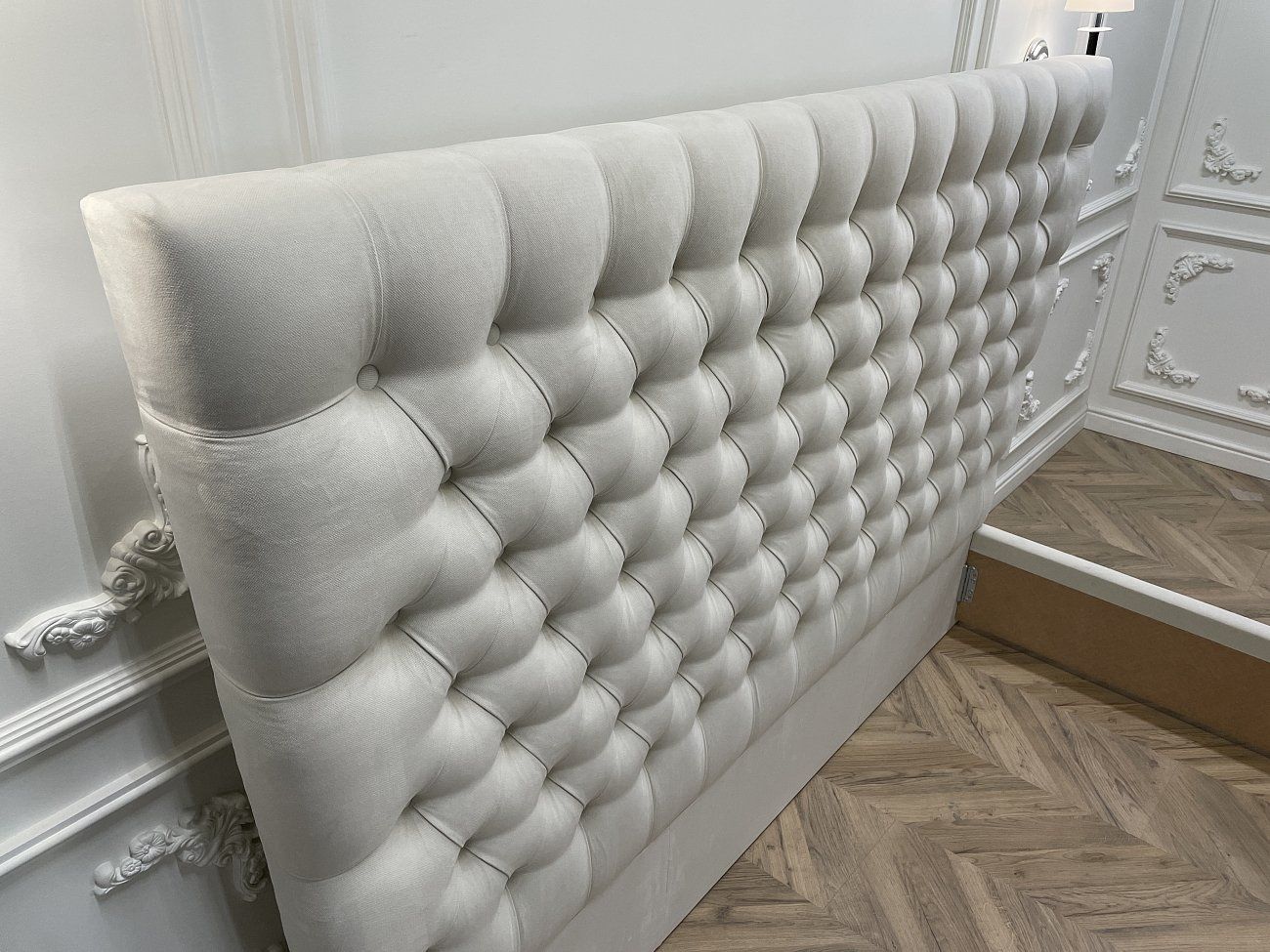 Euro bed with upholstered headboard 200x200 cm white QuickSand
