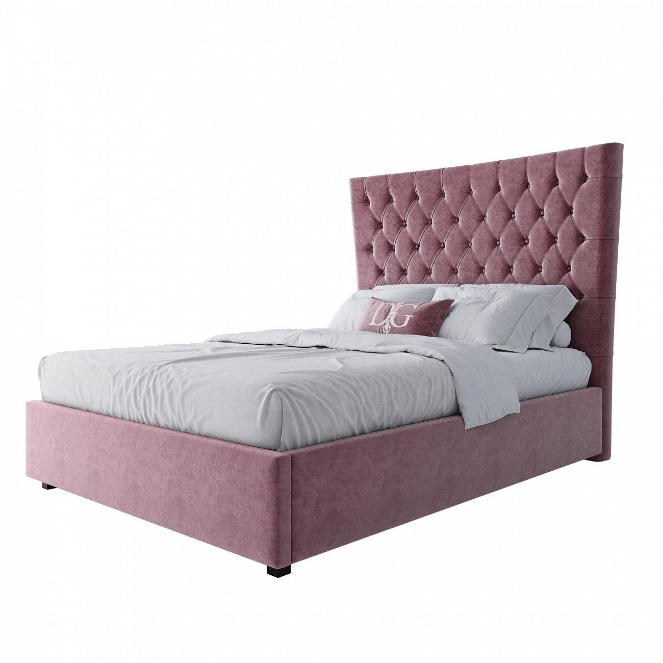 Semi-double teenage bed with a soft headboard 140x200 cm dusty rose QuickSand
