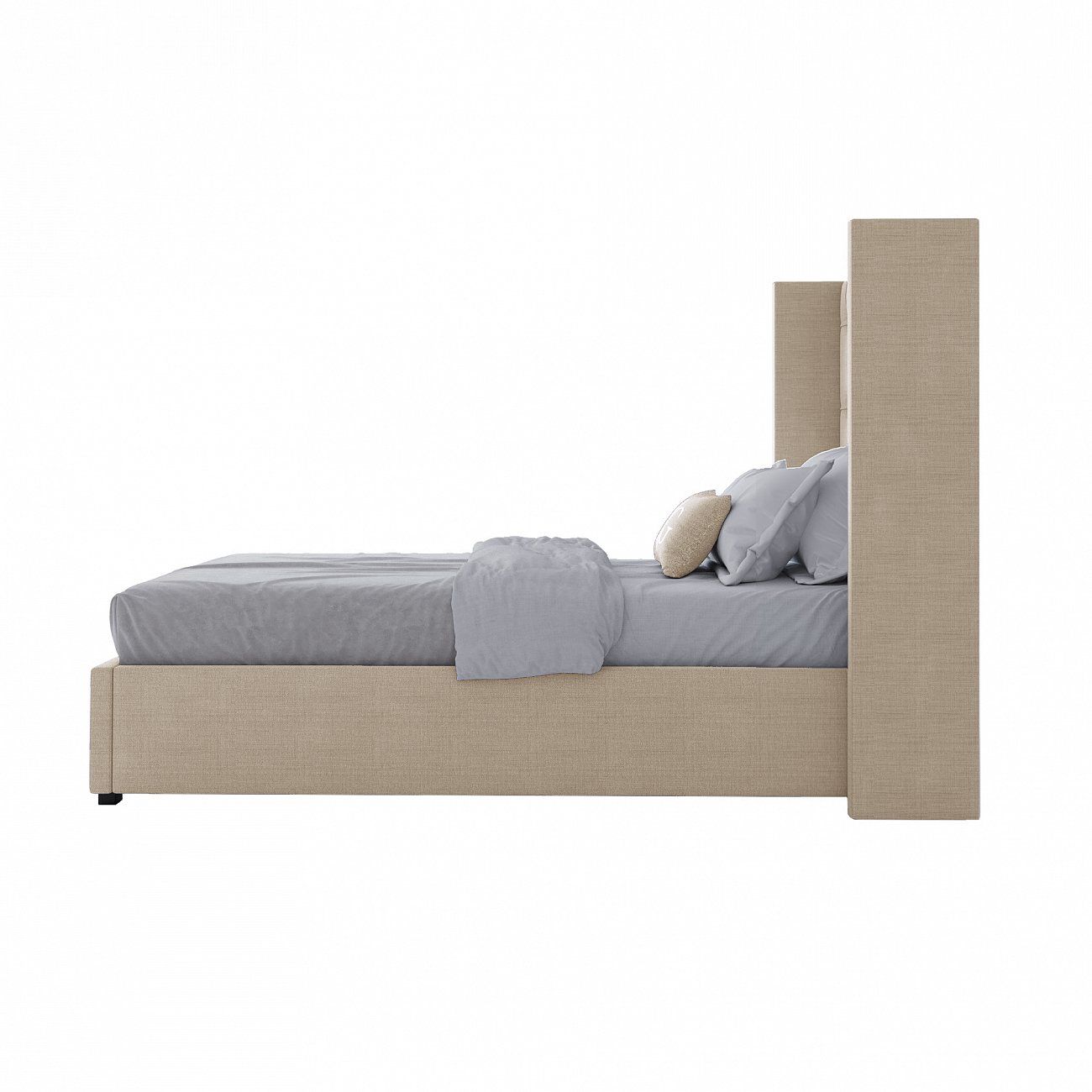 Wing-2 single bed with upholstered headboard 90x200 cm milk