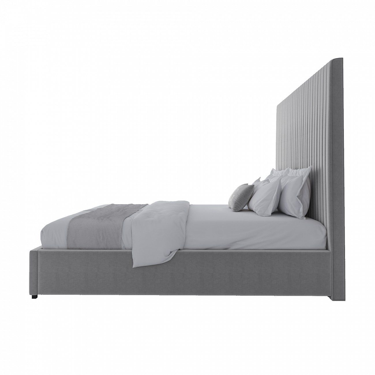 Double bed with upholstered headboard 180x200 cm light gray Mora
