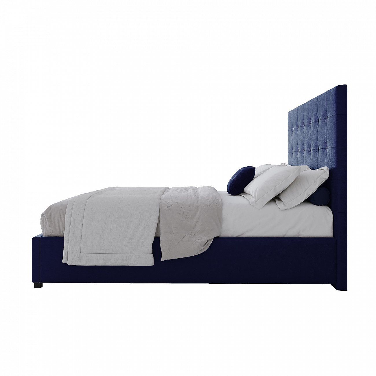 Кровать подростковая с мягким изголовьем 140х200 см синяя Royal Black