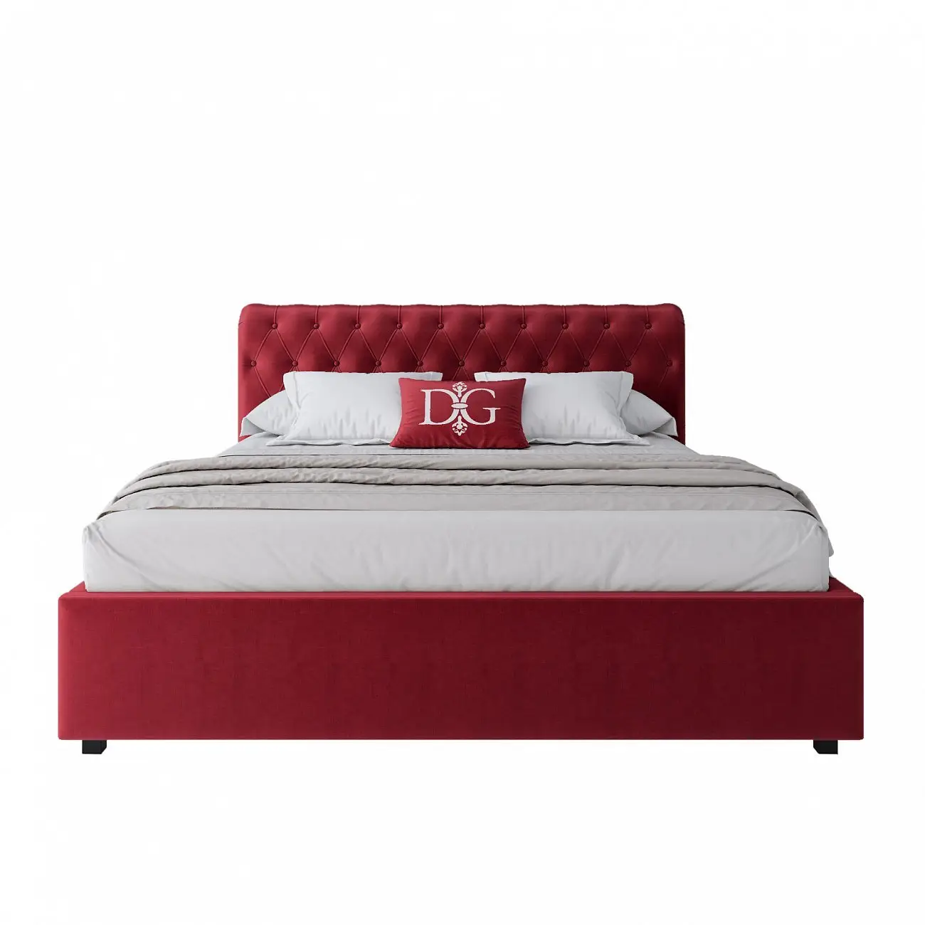 Double bed with upholstered headboard 160x200 cm red Sweet Dreams