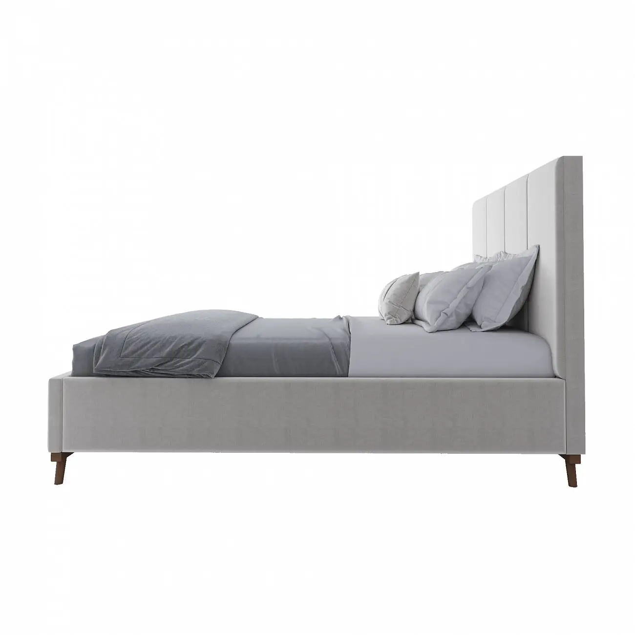 Double bed with upholstered headboard 160x200 cm white Carter Snowfall