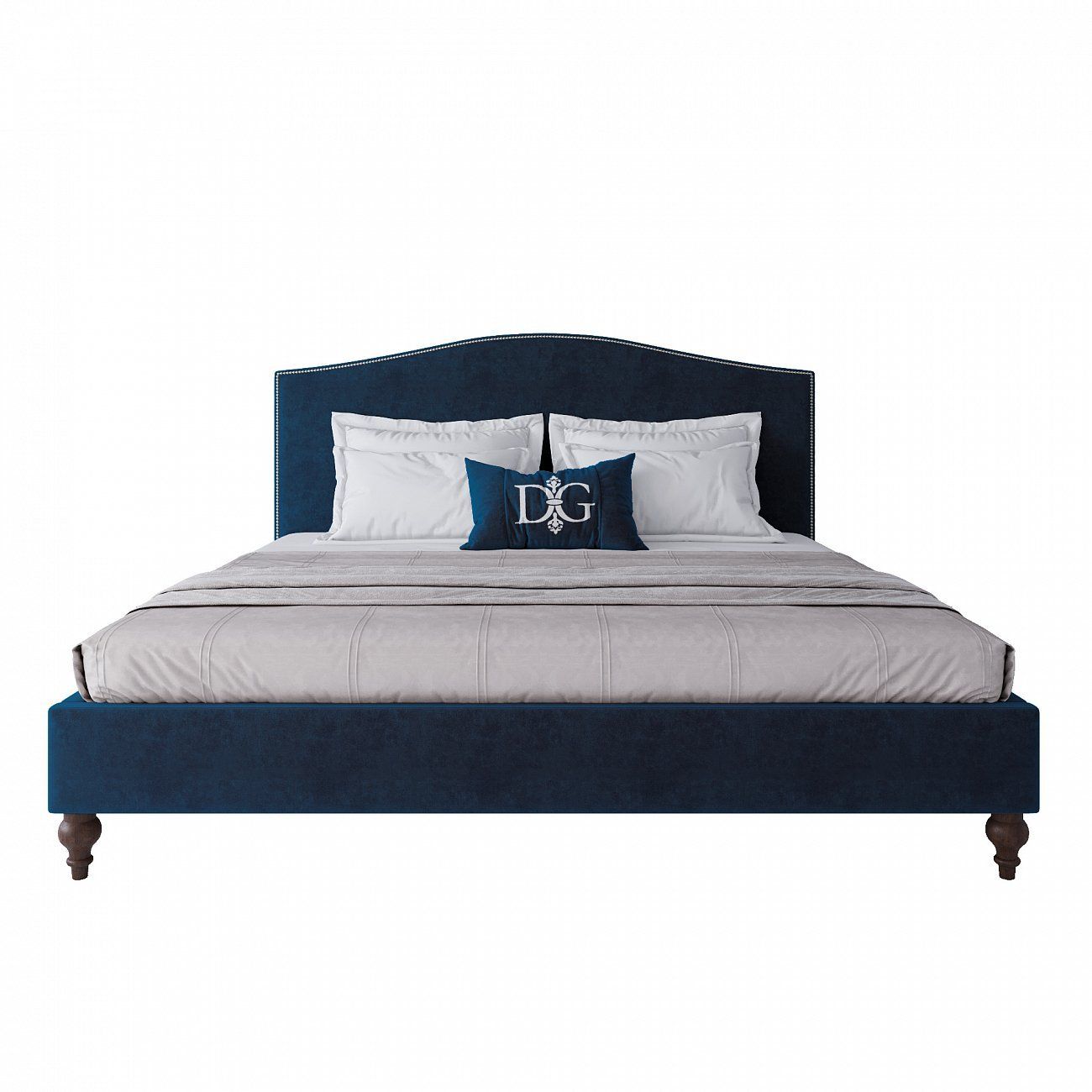 Кровать двуспальная 180х200 см синяя Fleurie