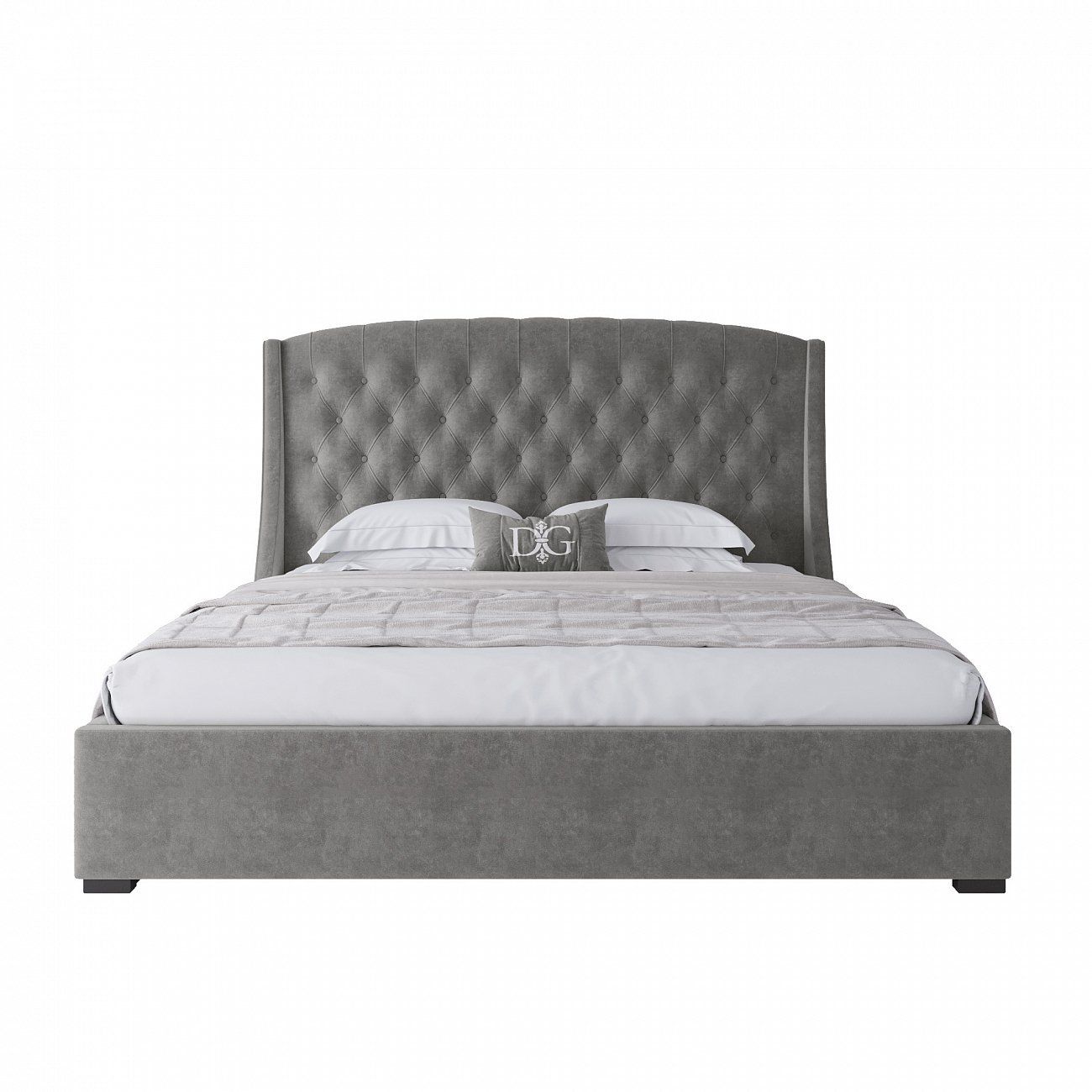 Double bed 180x200 without studs light grey Hugo