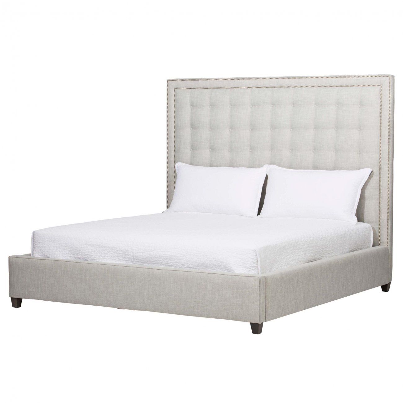 Double bed with upholstered headboard 160x200 cm beige Dakota