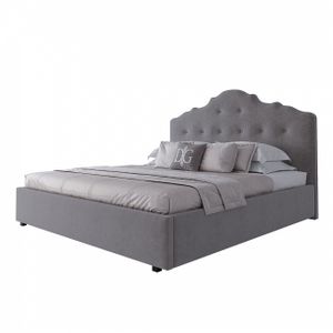 Double bed with upholstered headboard 180x200 cm grey Palace P