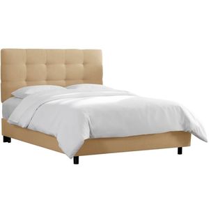 Double bed with upholstered headboard 160x200 cm beige Alice Tufted Beige