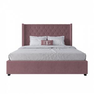 Кровать двуспальная с мягким изголовьем 180х200 см пыльная роза Wing-2