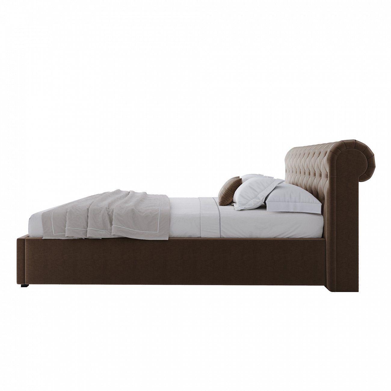 Кровать подростковая с каретной стяжкой 140х200 коричневая Sweet Dreams