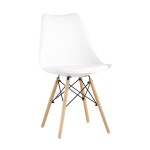 Стул Eames Soft белый обеденный сиденье экокожа ножки из массива бука