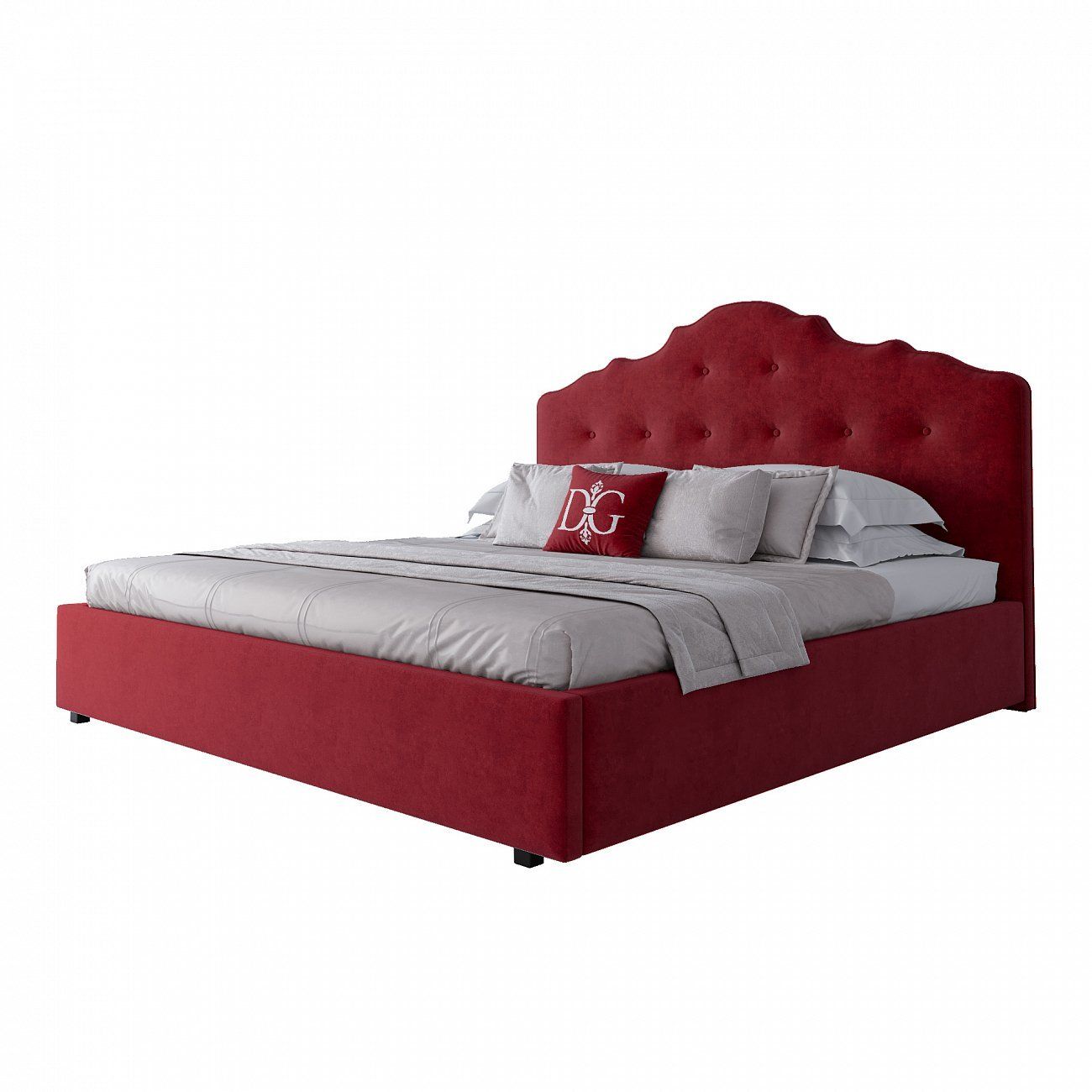 Euro bed with upholstered headboard 200x200 cm red Palace