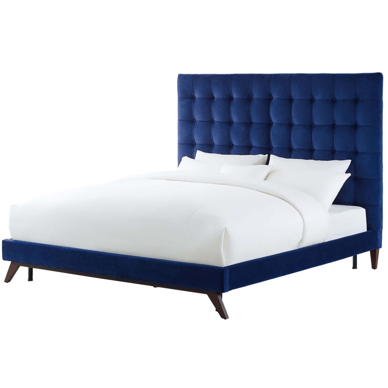 Single bed 90x200 Eden blue velour P
