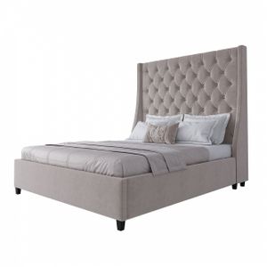 Ada double bed with upholstered headboard 160x200 cm grey