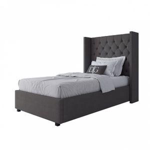 Single bed with upholstered headboard 90x200 cm dark grey Wing-2